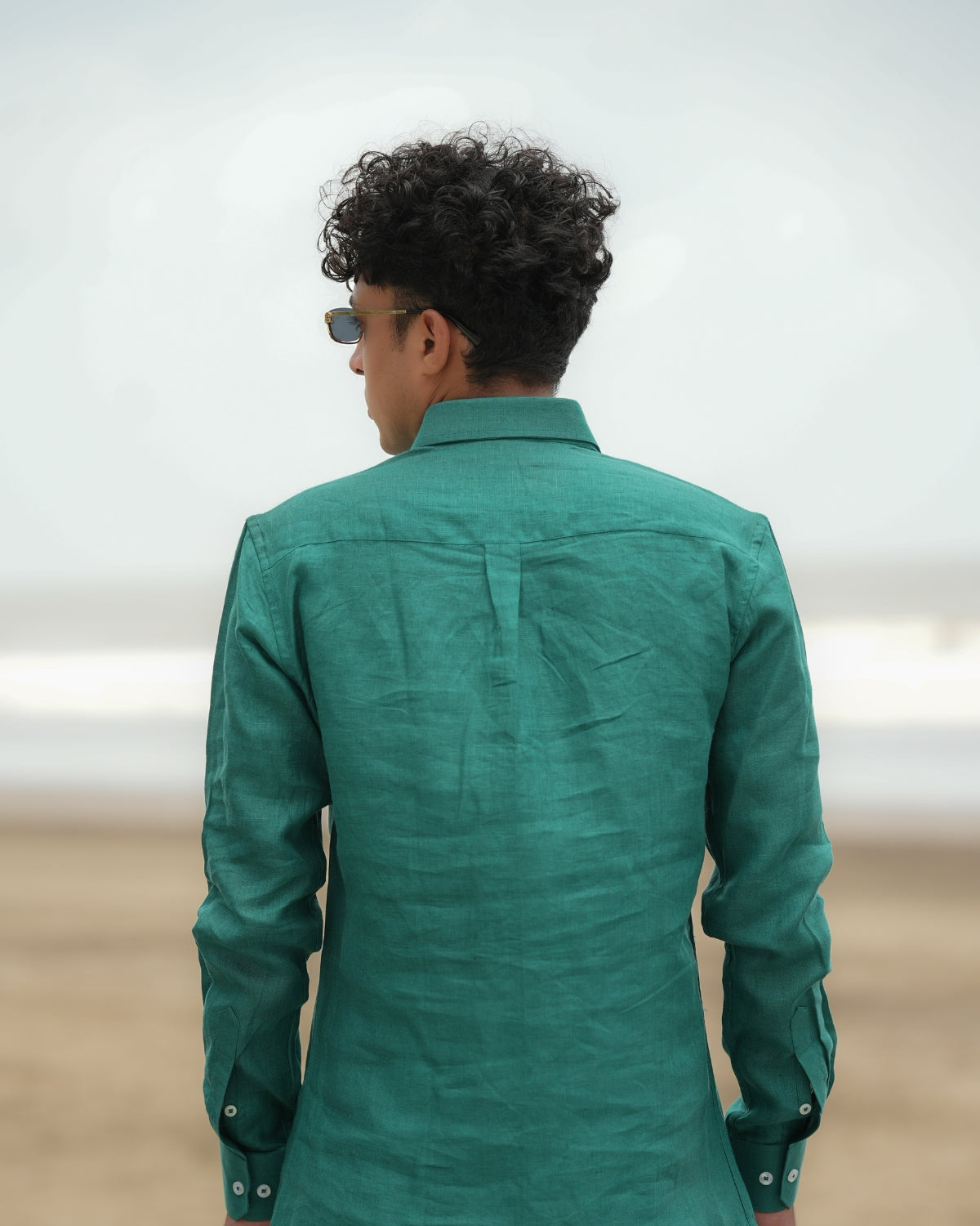 Emerald Green Pure Linen Solid Shirt