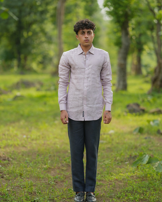 Light Mauve Pure Linen Solid Shirt