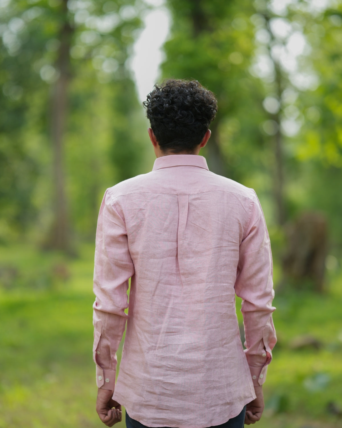 Blush Pink Pure Linen Solid Shirt