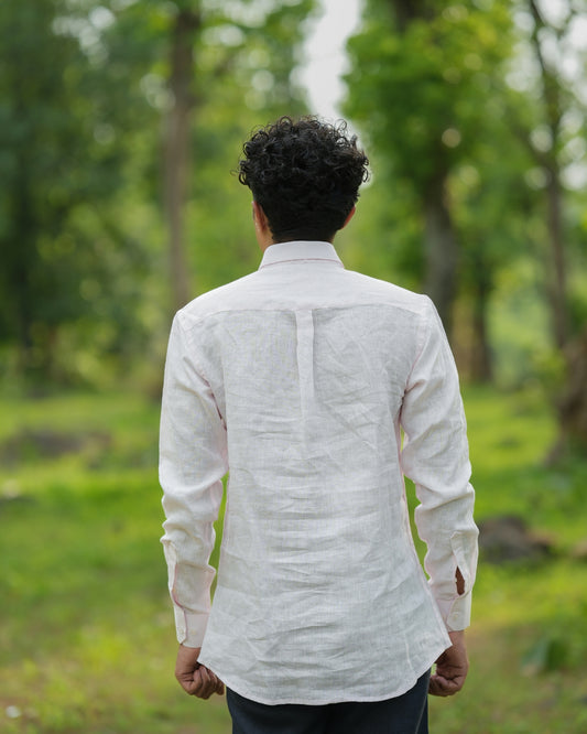 Pastel Pink Pure Linen Solid Shirt