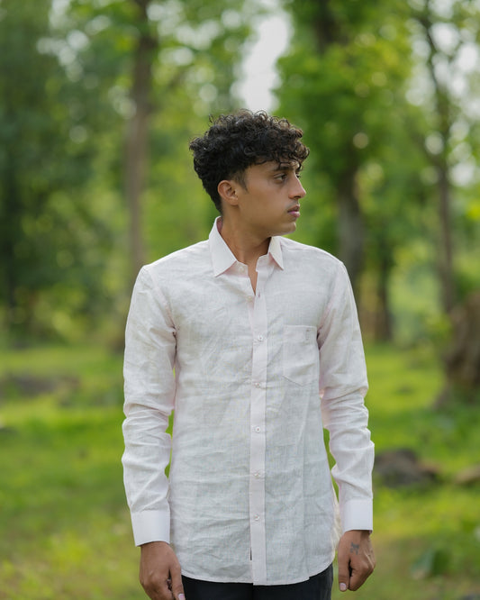Pastel Pink Pure Linen Solid Shirt