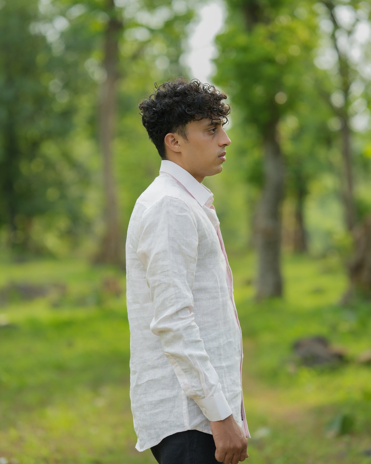 Pastel Pink Pure Linen Solid Shirt