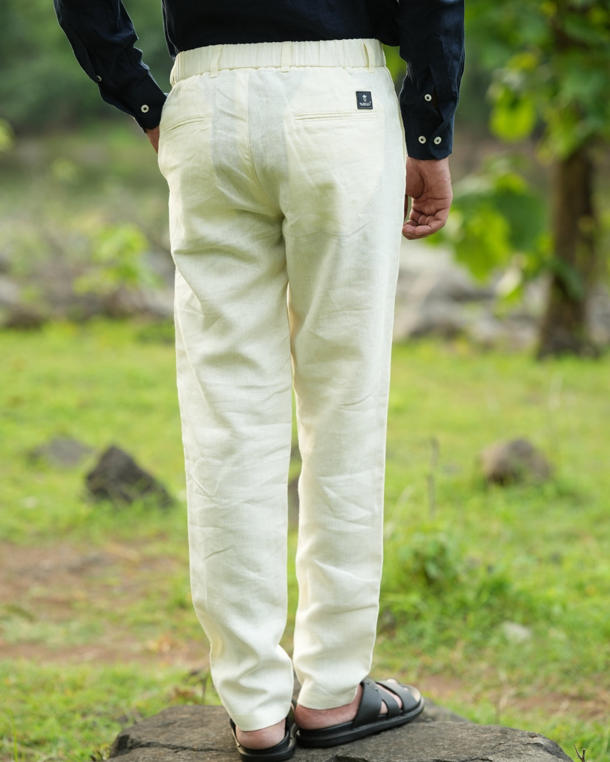 Light Yellow Pure Linen Trouser