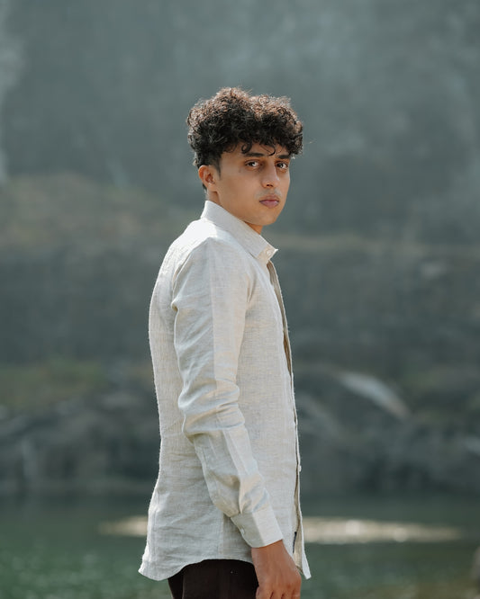 Light Beige Pure Linen Solid Shirt