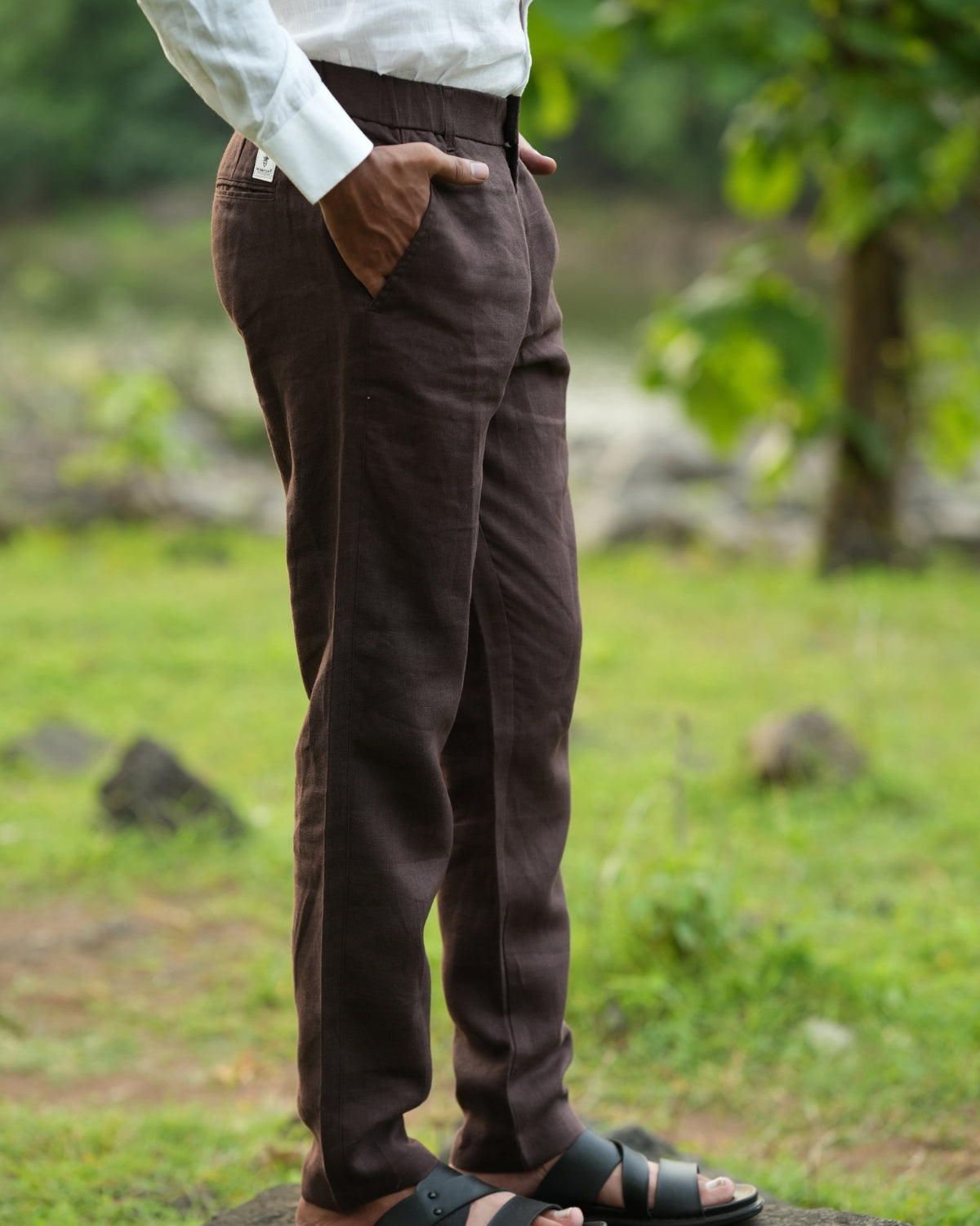 Chocolate Brown Pure Linen Trouser