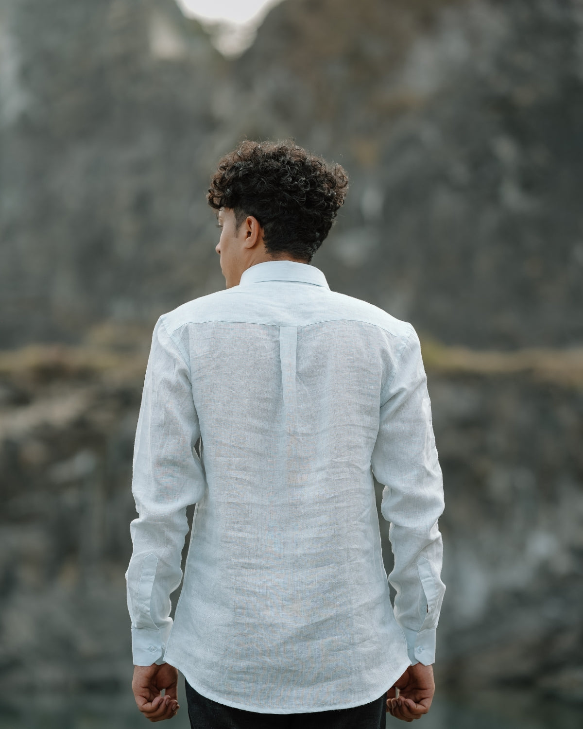 Warm White Pure Linen Solid Shirt