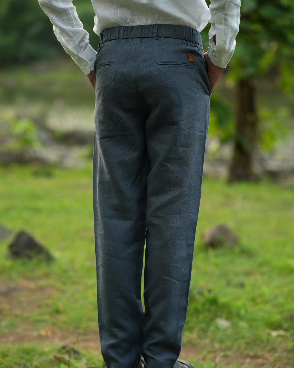 Slate Grey Pure Linen Trouser