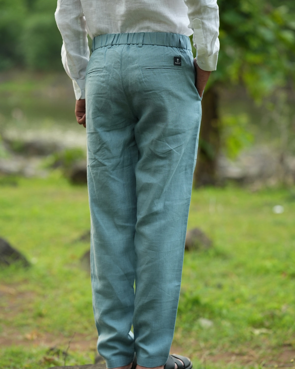 Ocean Green Pure Linen Trouser
