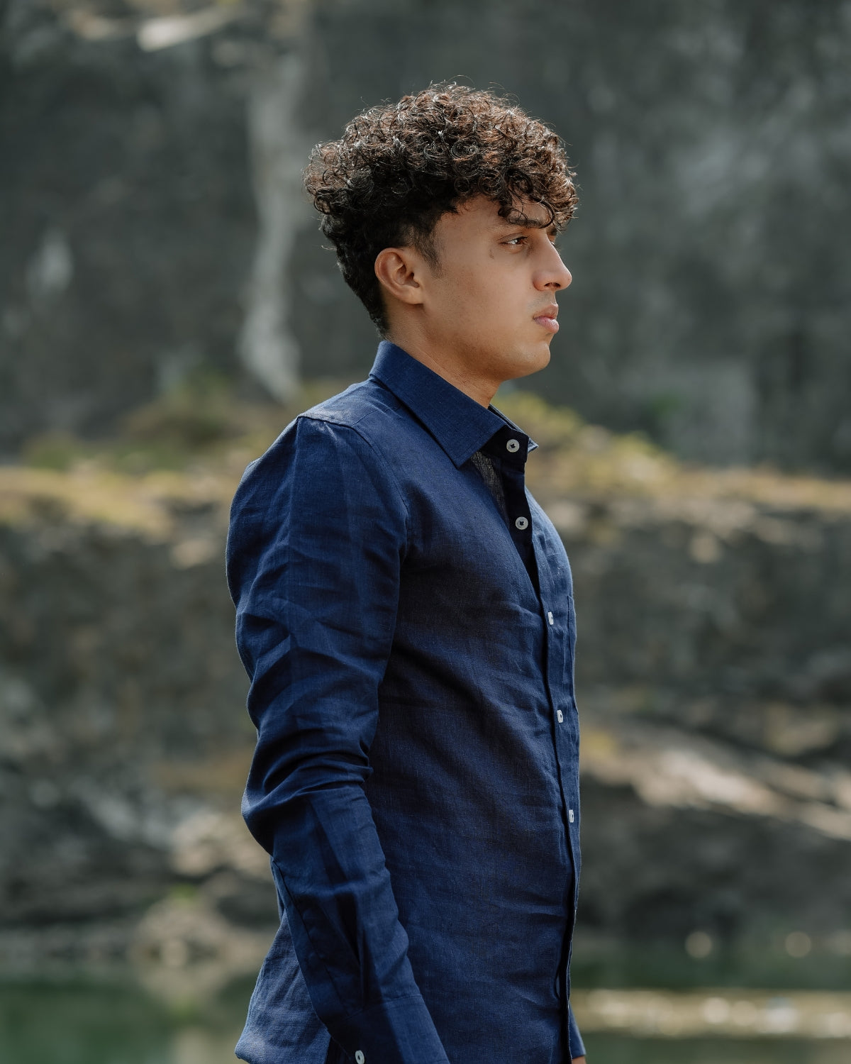 Dark Indigo Pure Linen Solid Shirt