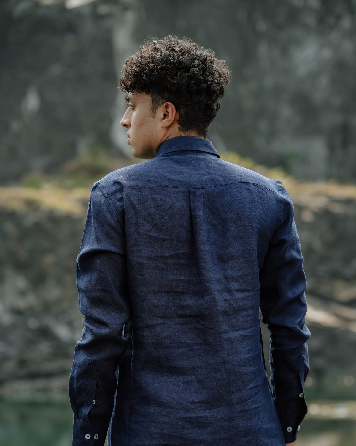 Dark Indigo Pure Linen Solid Shirt