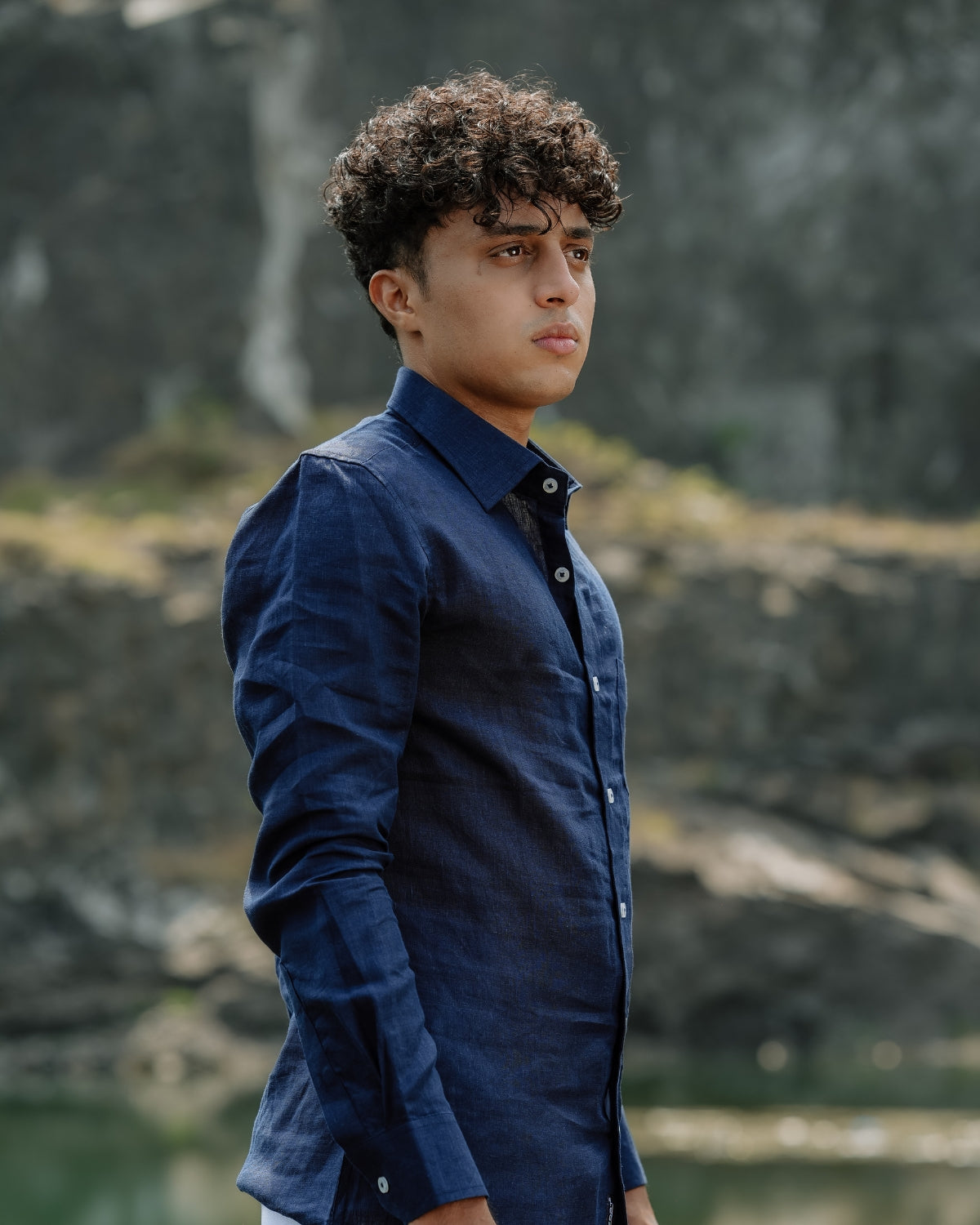 Dark Indigo Pure Linen Solid Shirt