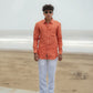Coral Orange Pure Linen Solid Shirt