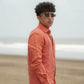 Coral Orange Pure Linen Solid Shirt