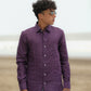 Dark Purple Pure Linen Solid Shirt