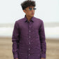 Dark Purple Pure Linen Solid Shirt