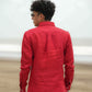 Poppy Red Pure Linen Solid Shirt