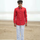 Poppy Red Pure Linen Solid Shirt