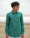 Emerald Green Pure Linen Solid Shirt