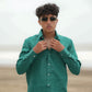 Emerald Green Pure Linen Solid Shirt