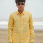 Bright Yellow Pure Linen Solid Shirt