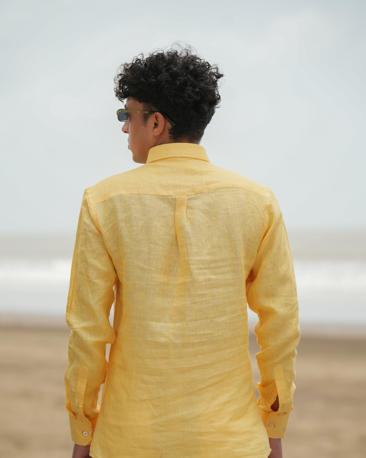 Bright Yellow Pure Linen Solid Shirt