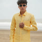 Bright Yellow Pure Linen Solid Shirt