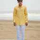 Bright Yellow Pure Linen Solid Shirt