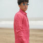 Watermelon Red Pure Linen Solid Shirt