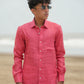 Watermelon Red Pure Linen Solid Shirt