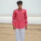 Watermelon Red Pure Linen Solid Shirt