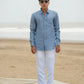 Dusty Blue Pure Linen Solid Shirt