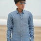 Dusty Blue Pure Linen Solid Shirt