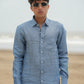 Dusty Blue Pure Linen Solid Shirt