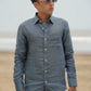 Dark Grey Pure Linen Solid Shirt