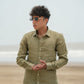 Muted Olive Green Pure Linen  Solid Shirt