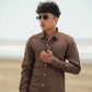 Chocolate Brown Pure Linen Solid Shirt