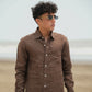 Chocolate Brown Pure Linen Solid Shirt