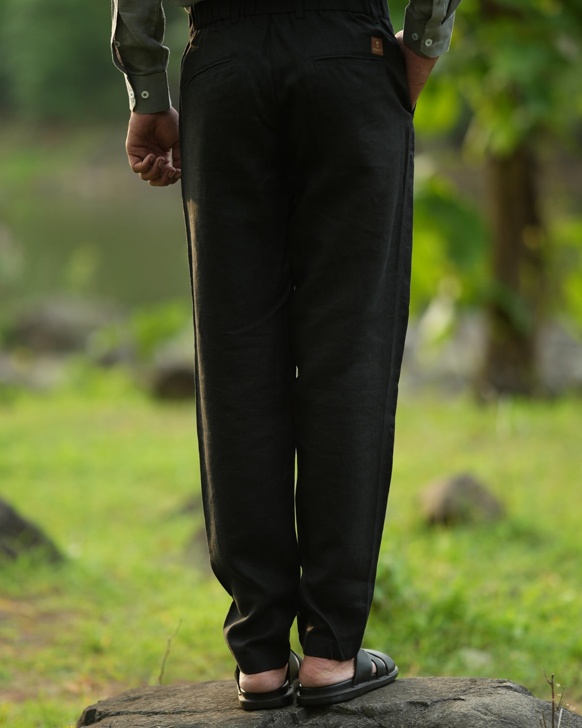 Charcoal Black Pure Linen Trouser