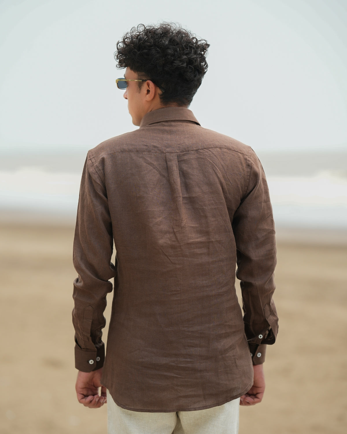 Chocolate Brown Pure Linen Solid Shirt