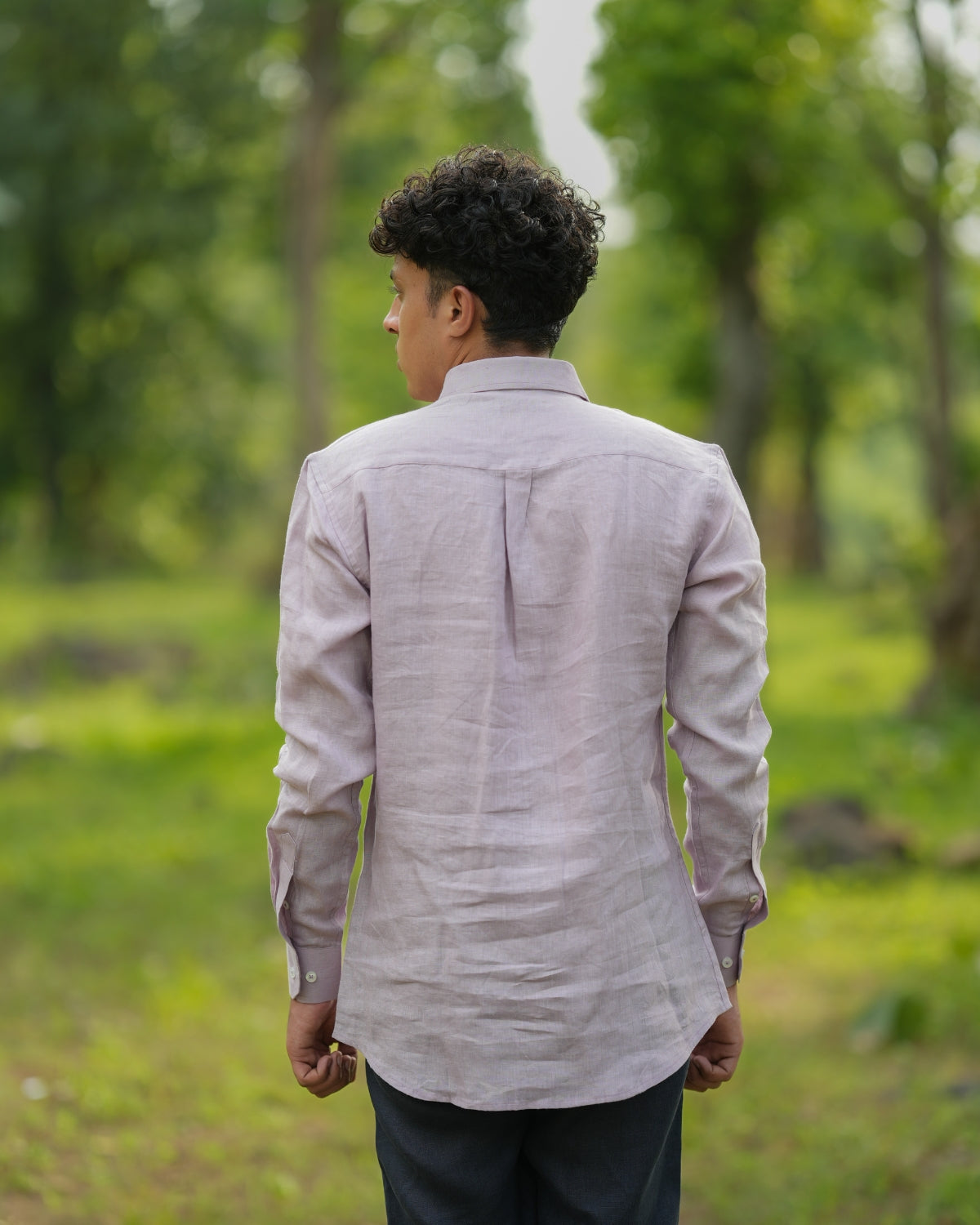 Light Mauve Pure Linen Solid Shirt