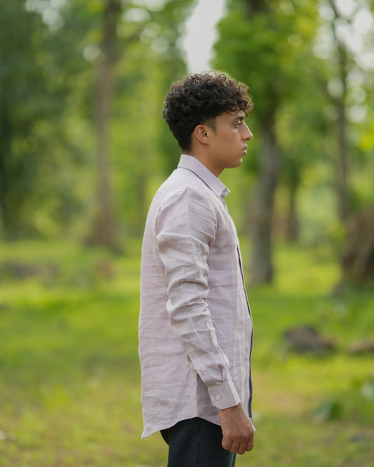 Light Mauve Pure Linen Solid Shirt