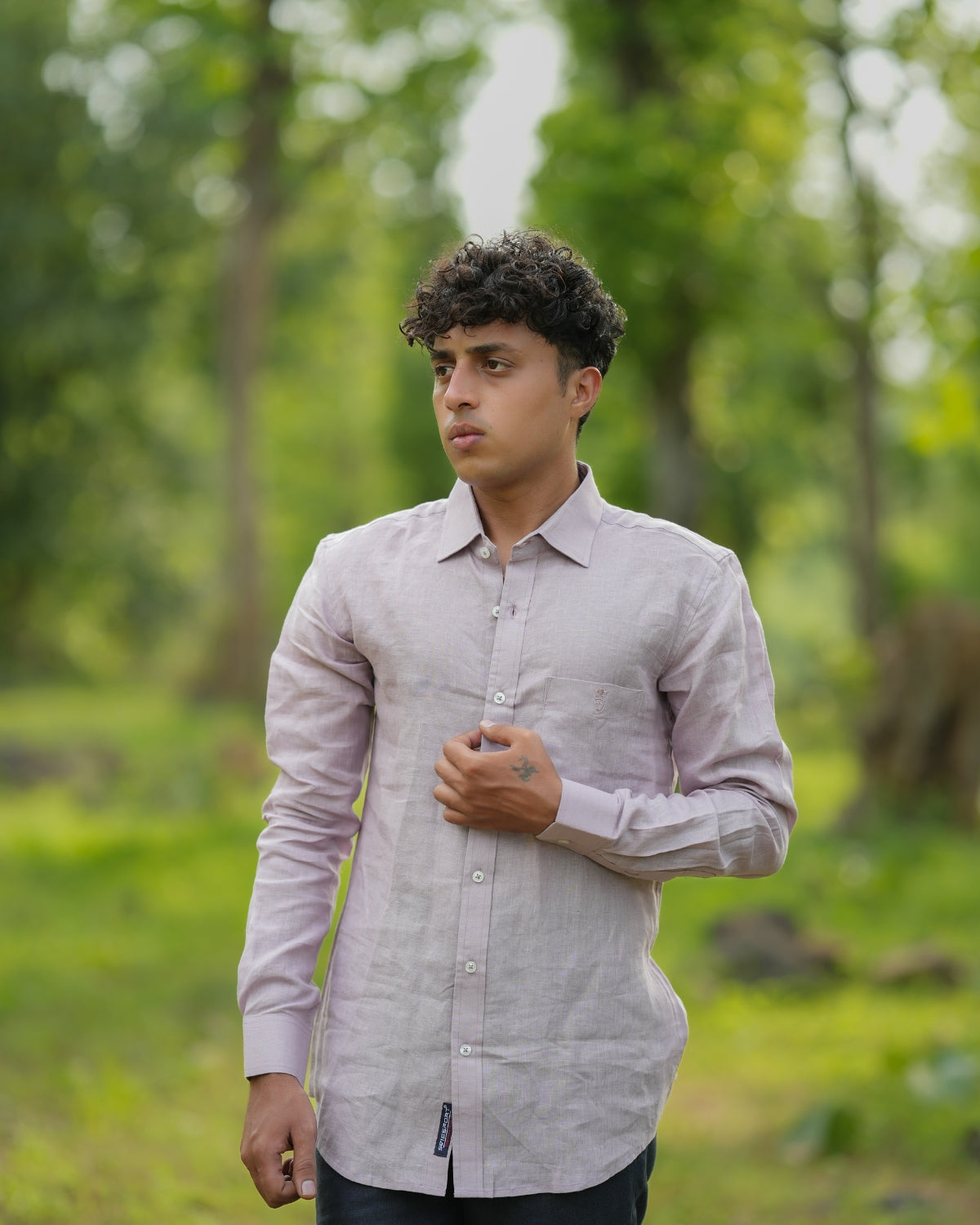 Light Mauve Pure Linen Solid Shirt