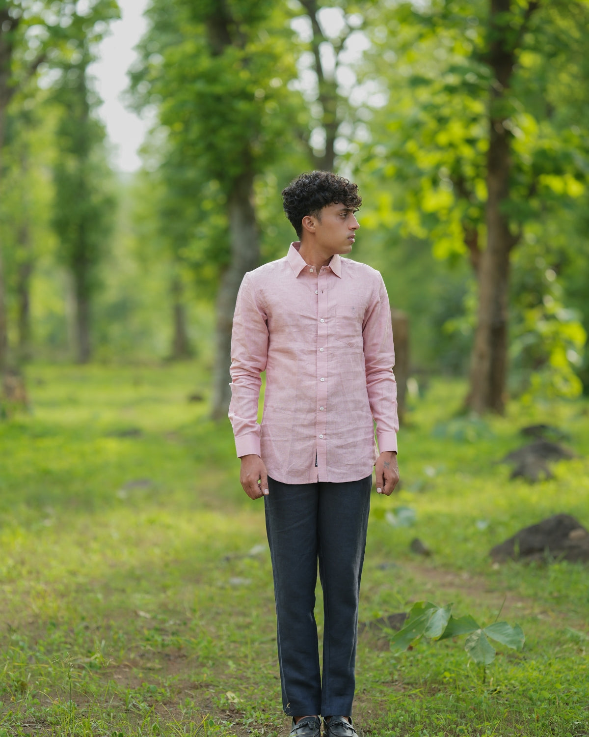 Blush Pink Pure Linen Solid Shirt
