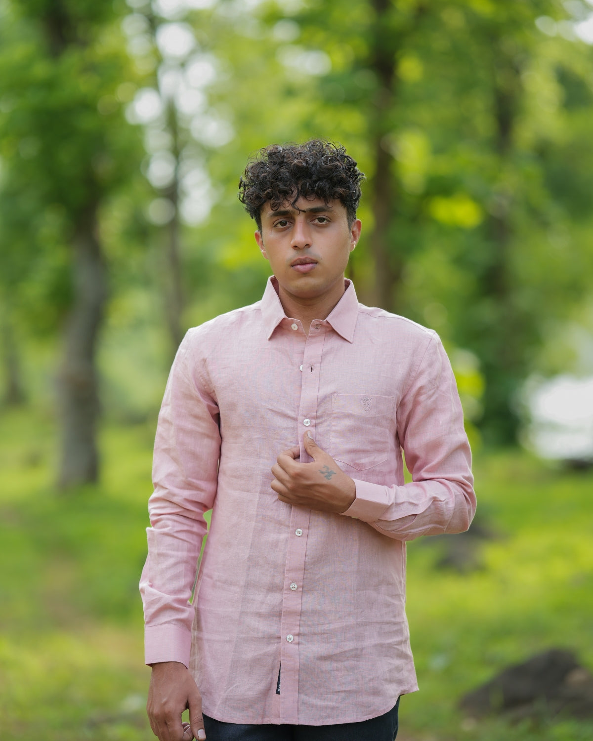 Blush Pink Pure Linen Solid Shirt