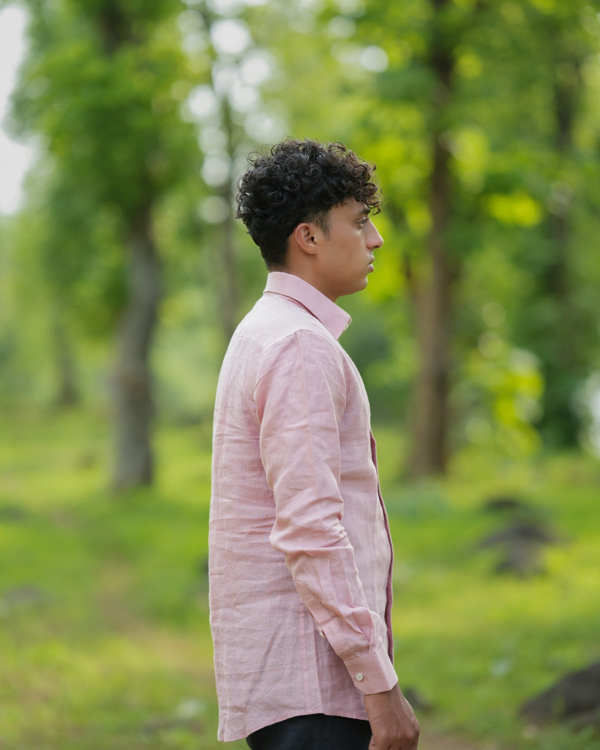 Blush Pink Pure Linen Solid Shirt