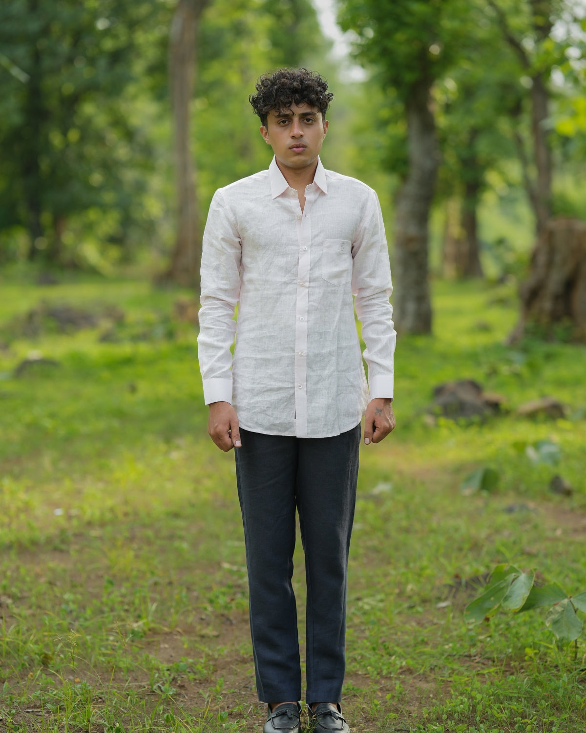 Pastel Pink Pure Linen Solid Shirt