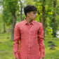 Light Orange Pure Linen Solid Shirt