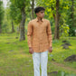 Rust Orange Pure Linen Solid Shirt