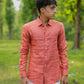Prime Orange Pure Linen Solid Shirt