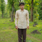 Pale Tan Yellow Pure Linen Solid Shirt